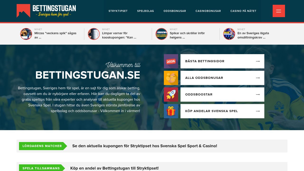 Bettingstugan erbjuder speltips och experter men saknar djup i oddsjämförelser