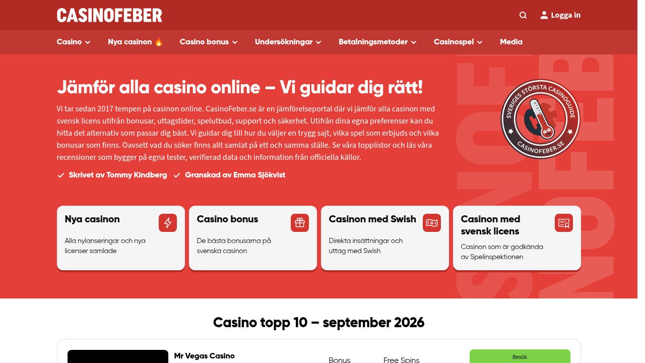 Casinofeber granskar svenska casinon med egna tester och pengar